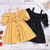 Girls Dress Summer New Sling Short Sleeve Plaid Printed Clothes Cute Princess Stylish Kids Dresses