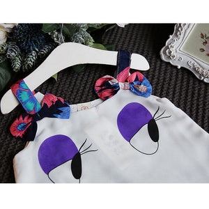 Girl Clothes Set Summer Big Eye Sling Vest Shirt+Printed Shorts 2PCS Cute Toddler Clothes