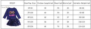 Girl Clothes Sets NEW Autumn Long-Sleeved Letter Top+ Star Mesh Skirt 2PCS Outfits Toddler Clothes