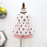 Girls Clothes Sets Summer Sleeveless New Cotton Top+Plaid Button Short 2Pcs Casual Toddler Clohtes For 2-6Y