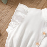 Kid Girl ruffled Button Design Flutter-sleeve Dress