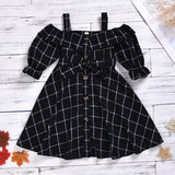 Girls Dress Summer New Sling Short Sleeve Plaid Printed Clothes Cute Princess Stylish Kids Dresses