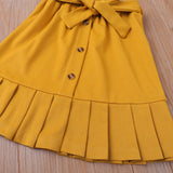 Girls Summer Set Short Sleeve Lace Hollow T-shirt + Solid Skirt 2pcs Casual Kids Clothes 2-6T