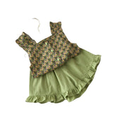 Girls Clothes Set Summer Sleeveless Floarl Printed Vest + Ruffle Shorts 2pcs Casual Children Clothes