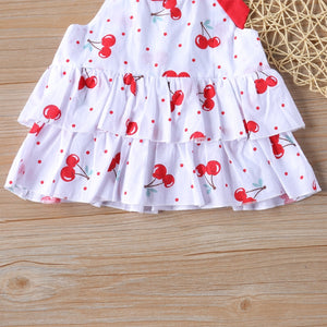 Summer Girls Clothing Sets Fashion Sling Cartoon Fruit Printed Vest + Solid Shorts 2Pcs Suits For 2-6Y