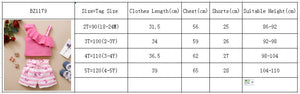 Girls Clothes Set Summer One-Shoulder Top +Striped Shorts 2Pcs Fashion Clothes