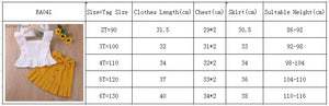 Girls Summer Set Short Sleeve Lace Hollow T-shirt + Solid Skirt 2pcs Casual Kids Clothes 2-6T