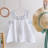 Summer Kid Clothes Girl Set White Sleeveless Top+Plaid Pants 2Pcs Children Clothes Baby Clothes For 2-6Y