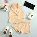 Summer Girl Clothes Set Sleeveless Studded Blazer + Shorts+ Tube Top 3pcs Toddler Casual Kids Clothes 2-6T