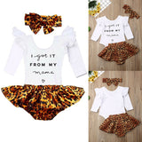 0-24M baby girl 3PCS Newborn Baby Girl Autumn Clothes Set Ruffle Romper Top Patchwork Leopard Skirts Fall Outfits