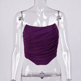 Women Sleeveless, Strapless Bustier Corset, Crop Tops, Female Mesh Backless , Tops Zipper