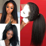 Kinky Straight Wig 13x4 Lace Front Human Hair Wigs Pre Plucked Yaki Straight Lace Frontal Wigs 4x4 Lace Closure Wig