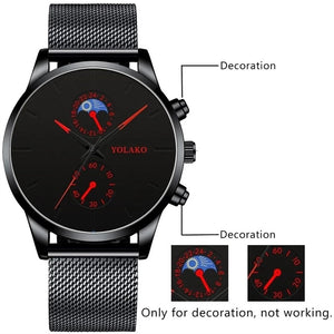 2022 Luxury Mens Watches Black Stainless Steel Mesh Belt Quartz Wrist Watch Men Business Casual Leather Watch