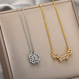 women Vintage stainless steel Lucky Four Leaf Clover Necklaces , Love Heart Pendant Choker Chain ewelry Gift