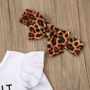 0-24M baby girl 3PCS Newborn Baby Girl Autumn Clothes Set Ruffle Romper Top Patchwork Leopard Skirts Fall Outfits