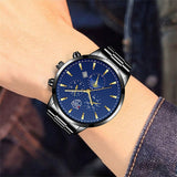 Luxury Business Men Watches Stainless Steel Quartz Wristwatch Male Sport Leather Watch Calendar Luminous Clock