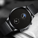 2022 Luxury Mens Watches Black Stainless Steel Mesh Belt Quartz Wrist Watch Men Business Casual Leather Watch