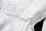 Women White Sexy Backless Lace Up Mini Dresses, Puff Sleeve Sweet Dress Summer Holiday Sundress Elegant Dress Clothes