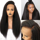 Kinky Straight Wig 13x4 Lace Front Human Hair Wigs Pre Plucked Yaki Straight Lace Frontal Wigs 4x4 Lace Closure Wig