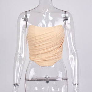 Women Sleeveless, Strapless Bustier Corset, Crop Tops, Female Mesh Backless , Tops Zipper