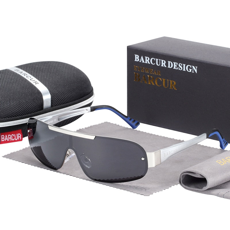BARCUR Aluminum Magnesium Men Sunglasses Pilot Driving Narrow Polarized Lens Man Sun Glass