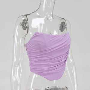 Women Sleeveless, Strapless Bustier Corset, Crop Tops, Female Mesh Backless , Tops Zipper