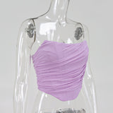 Women Sleeveless, Strapless Bustier Corset, Crop Tops, Female Mesh Backless , Tops Zipper