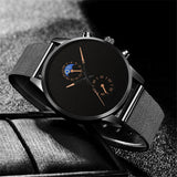 2022 Luxury Mens Watches Black Stainless Steel Mesh Belt Quartz Wrist Watch Men Business Casual Leather Watch