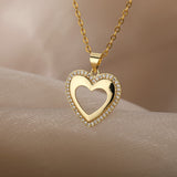 Women stainless steel, Hollow-Out Heart Pendant Choker Necklace ,Wedding Jewelry