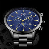 Luxury Business Men Watches Stainless Steel Quartz Wristwatch Male Sport Leather Watch Calendar Luminous Clock