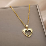 Women stainless steel, Hollow-Out Heart Pendant Choker Necklace ,Wedding Jewelry