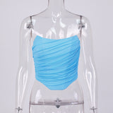 Women Sleeveless, Strapless Bustier Corset, Crop Tops, Female Mesh Backless , Tops Zipper