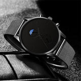 2022 Luxury Mens Watches Black Stainless Steel Mesh Belt Quartz Wrist Watch Men Business Casual Leather Watch