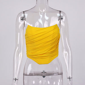 Women Sleeveless, Strapless Bustier Corset, Crop Tops, Female Mesh Backless , Tops Zipper