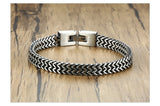 Antique Oxidized Foxtail Franco Chain Bracelets for Men Stainless Steel Metal Punk Retro Vintage Cubic Dual Cuban Chain