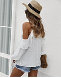 Spring New Sexy Halter Blouses Women Casual Ruffles Shirt Strapless Shirt Ladies All Match Solid Long Sleeve Tops 2022 New