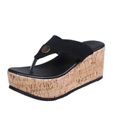 Women Wedges Sandals, Summer Casual Muffin Slip on, Platform Flip Flops Ladies Sandals .Peep Toe