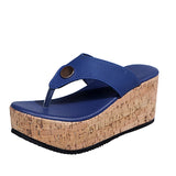 Women Wedges Sandals, Summer Casual Muffin Slip on, Platform Flip Flops Ladies Sandals .Peep Toe