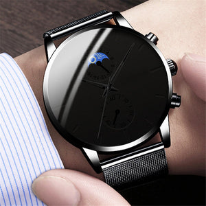 2022 Luxury Mens Watches Black Stainless Steel Mesh Belt Quartz Wrist Watch Men Business Casual Leather Watch