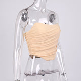 Women Sleeveless, Strapless Bustier Corset, Crop Tops, Female Mesh Backless , Tops Zipper