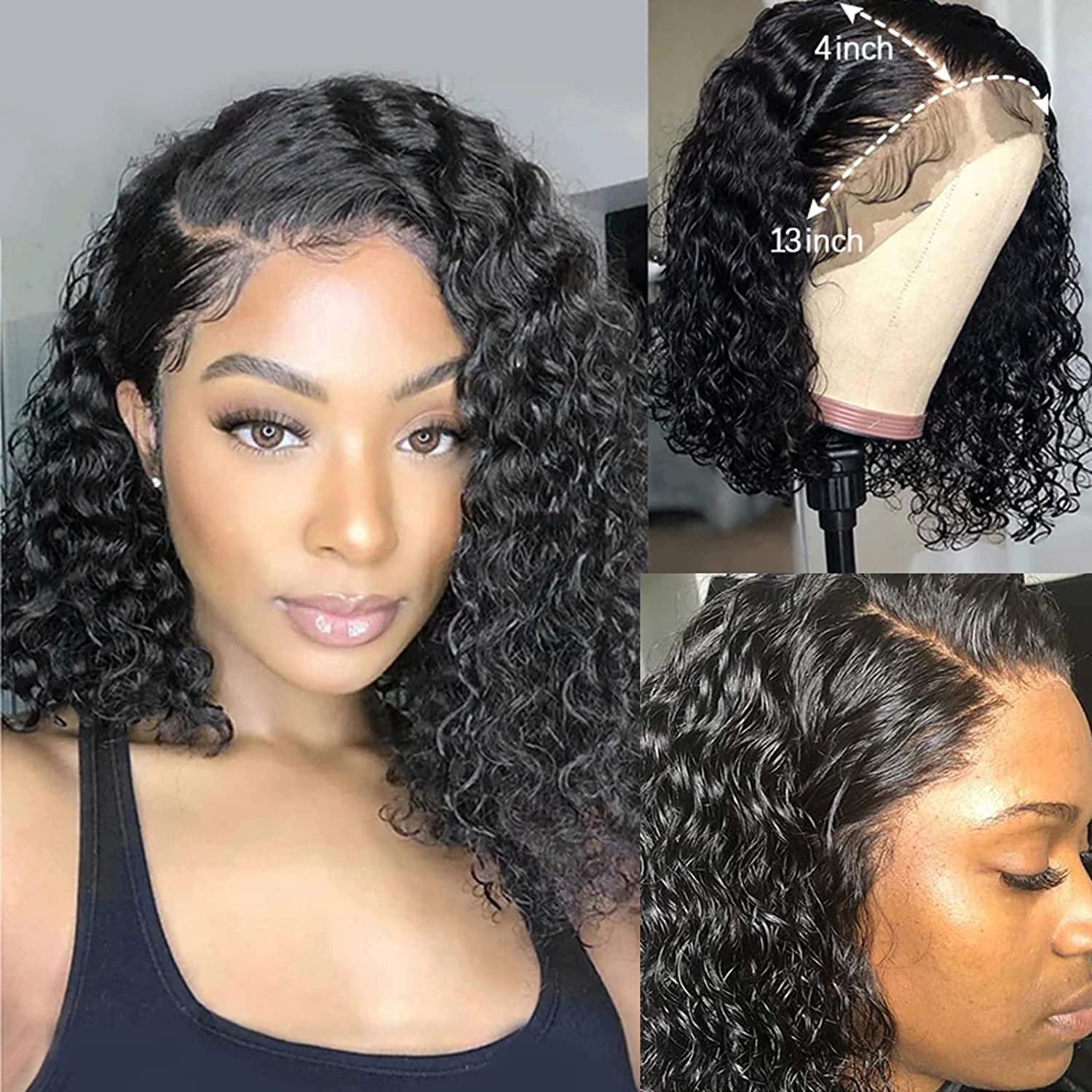 Curly Human Hair Wig 13x4 Short Bob Wigs Remy Brazilian Hair Bob Wigs For Women Glueless Pre plucked Perruque Cheveux Humain