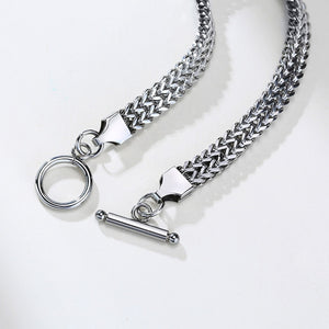 Stylish Men’s Stainless Steel Double Franco Chain Bracelet with Toggle Clasp Accessory
