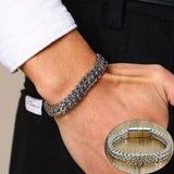 Antique Oxidized Foxtail Franco Chain Bracelets for Men Stainless Steel Metal Punk Retro Vintage Cubic Dual Cuban Chain