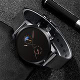 2022 Luxury Mens Watches Black Stainless Steel Mesh Belt Quartz Wrist Watch Men Business Casual Leather Watch