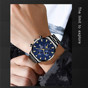 Luxury Business Men Watches Stainless Steel Quartz Wristwatch Male Sport Leather Watch Calendar Luminous Clock