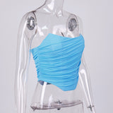 Women Sleeveless, Strapless Bustier Corset, Crop Tops, Female Mesh Backless , Tops Zipper