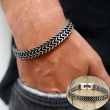 Antique Oxidized Foxtail Franco Chain Bracelets for Men Stainless Steel Metal Punk Retro Vintage Cubic Dual Cuban Chain