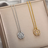 women Vintage stainless steel Lucky Four Leaf Clover Necklaces , Love Heart Pendant Choker Chain ewelry Gift