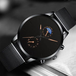 2022 Luxury Mens Watches Black Stainless Steel Mesh Belt Quartz Wrist Watch Men Business Casual Leather Watch