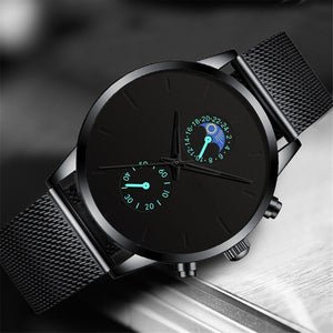 2022 Luxury Mens Watches Black Stainless Steel Mesh Belt Quartz Wrist Watch Men Business Casual Leather Watch